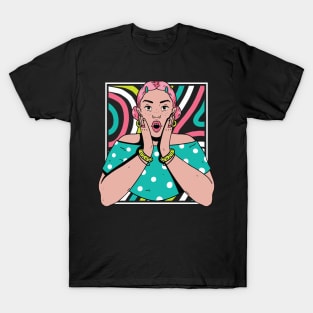 Chisme Queen Pop Art Portrait of Young Woman Gossip Vibe T-Shirt